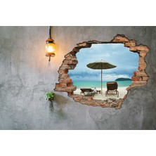 Renkselart Kırık Tuğla Sahil Kumsal Tatil Duvar Sticker