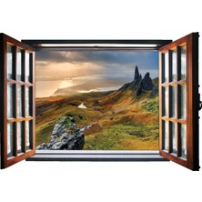 Renkselart Pencere Dağ Manzarası Duvar Sticker