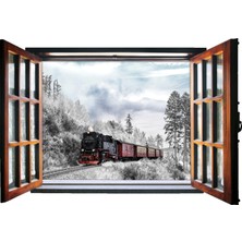 Renkselart Pencere Tren Duvar Sticker