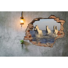 Renkselart Kırık Tuğla Atlar Deniz Duvar Sticker