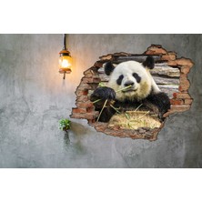 Renkselart Kırık Tuğla Panda Duvar Sticker