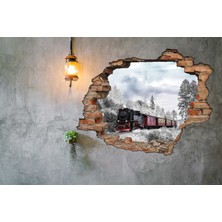 Renkselart Kırık Tuğla Tren Duvar Sticker