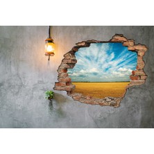 Renkselart Kırık Tuğla Bulutlar Ekin Hasat Duvar Sticker