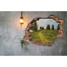 Renkselart Kırık Tuğla Ev Doğa Yeşil Duvar Sticker