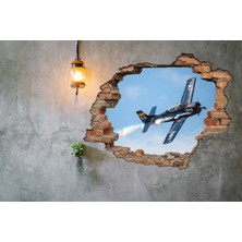 Renkselart Kırık Tuğla Uçak Duvar Sticker