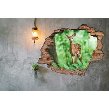 Renkselart Kırık Tuğla Geyik Ceylan Duvar Sticker