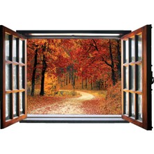 Renkselart Pencere Ağaçlık Orman Sonbahar Duvar Sticker