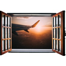 Renkselart Pencere Uçak Gökyüzü Bulutlar Duvar Sticker