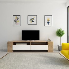 BMdekor TV Ünitesi Sasa Beyaz Ceviz CV202