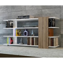 BMdekor Kitaplık Su 3 Raflı Beyaz Teak