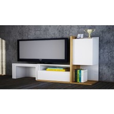 BMdekor TV Ünitesi Bengi Sehpalı Beyaz Teak