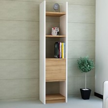 BMdekor Kitaplık Elips 103 Tekli Beyaz Teak
