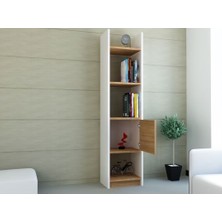 BMdekor Kitaplık Elips 103 Tekli Beyaz Teak