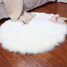 Halıforum Yuvarlak Post Peluş Halı Kuzu Post Beyaz-Mir