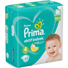 Prima Bebek Bezi Aktif Bebek 4 Beden Maxi İkiz Paket 27 Adet