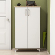 Bimossa R7030 Ceviz - Beyaz Ayakkabılık Çok Amaçlı Raflı Düzenleyici Dolap 120 cm