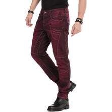 Cipo&Baxx CD479 Dekoratif Dikişli Düşük Bel Bordo Erkek Pantolon