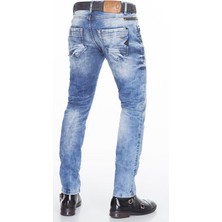 Cipo&Baxx CD394 Slim Fit Yıkamalı Mavi Jeans Erkek Kot Pantolon