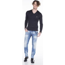 Cipo&Baxx CD394 Slim Fit Yıkamalı Mavi Jeans Erkek Kot Pantolon