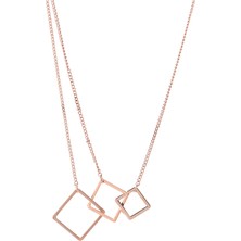 Mia Munia Rose Gold Üçlü Kare Kolye