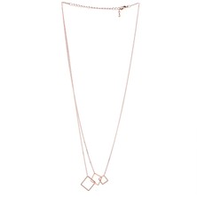 Mia Munia Rose Gold Üçlü Kare Kolye