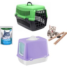Petfony Kapalı Kedi Tuvaleti, Kedi Taşıma Çantası, Yaş Mama, Catnip