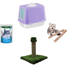 Petfony Kapalı Kedi Tuvaleti, Tırmalama, Plasir Yaş Mama, Catnip
