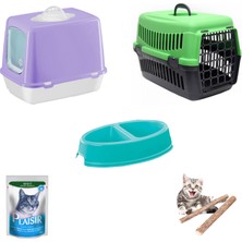 Petfony Kapalı Kedi Tuvaleti,Kedi Taşıma Çantası ,Mama Kabı,Catnip