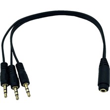 Boblov Ses sistemi kablosu 3 erkek 1 dişi 3,5mm stereo kablo