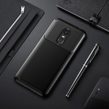 Jopus Xioami Redmi 5 Plus Kılıf Karbon Desenli Lux Negro Silikon + Cam Ekran Koruyucu