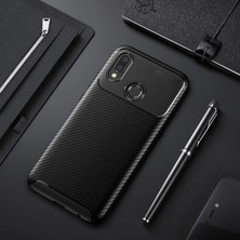 Jopus Huawei P20 Lite Kılıf Karbon Desenli Lux Negro Silikon + Cam Ekran Koruyucu