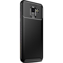 Jopus Samsung Galaxy J6 2018 Kılıf Karbon Desenli Lux Negro Silikon + Cam Ekran Koruyucu