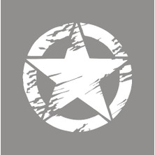 New Jargon  Army Asker Yırtık Efektli Yıldız Sticker Yapıştırma Beyaz