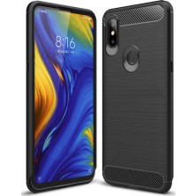 Microcase Xiaomi Mi Mix 3 Brushed Carbon Fiber Silikon TPU Kılıf - Siyah