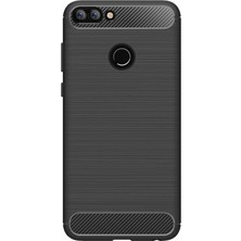 Microcase Huawei P Smart Brushed Carbon Fiber Silikon TPU Kılıf - Siyah