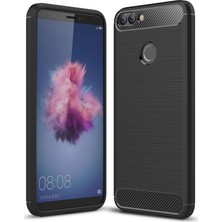 Microcase Huawei P Smart Brushed Carbon Fiber Silikon TPU Kılıf - Siyah