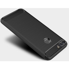 Microcase Huawei P Smart Brushed Carbon Fiber Silikon TPU Kılıf - Siyah