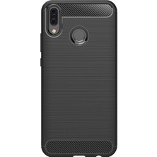 Microcase Huawei Y9 2019 Brushed Carbon Fiber Silikon TPU Kılıf - Siyah