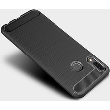 Microcase Huawei Y9 2019 Brushed Carbon Fiber Silikon TPU Kılıf - Siyah