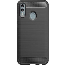 Microcase Huawei P Smart 2019 Brushed Carbon Fiber Silikon TPU Kılıf - Siyah