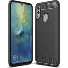 Microcase Huawei P Smart 2019 Brushed Carbon Fiber Silikon TPU Kılıf - Siyah