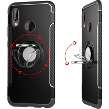 Microcase Huawei P20 Lite Yüzük Standlı Armor Silikon Kılıf - Siyah