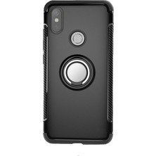 Microcase Xiaomi Mi 8 SE Yüzük Standlı Armor Silikon Kılıf - Siyah