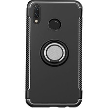 Microcase Huawei Honor Play Yüzük Standlı Armor Silikon Kılıf - Siyah