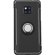 Microcase Huawei Mate 20 Pro Yüzük Standlı Armor Silikon Kılıf - Siyah