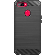 Microcase Oppo AX7 Brushed Carbon Fiber Silikon TPU Kılıf - Siyah