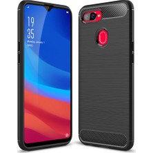 Microcase Oppo AX7 Brushed Carbon Fiber Silikon TPU Kılıf - Siyah