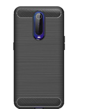 Microcase Oppo RX17 Pro Brushed Carbon Fiber Silikon TPU Kılıf - Siyah