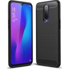 Microcase Oppo RX17 Pro Brushed Carbon Fiber Silikon TPU Kılıf - Siyah