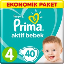 Prima Bebek Bezi Aktif Bebek 4 Beden 40 Adet Maxi Ekonomik Paket